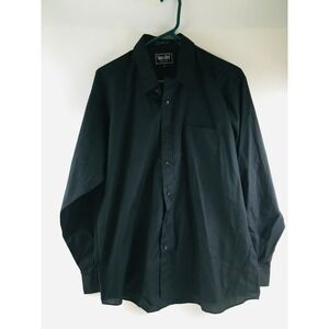 Van Cort Dress Shirt Men's Size Large Solid Black Front Pocket Button Down